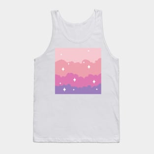 Starry Pixel Sunset Clouds Tank Top